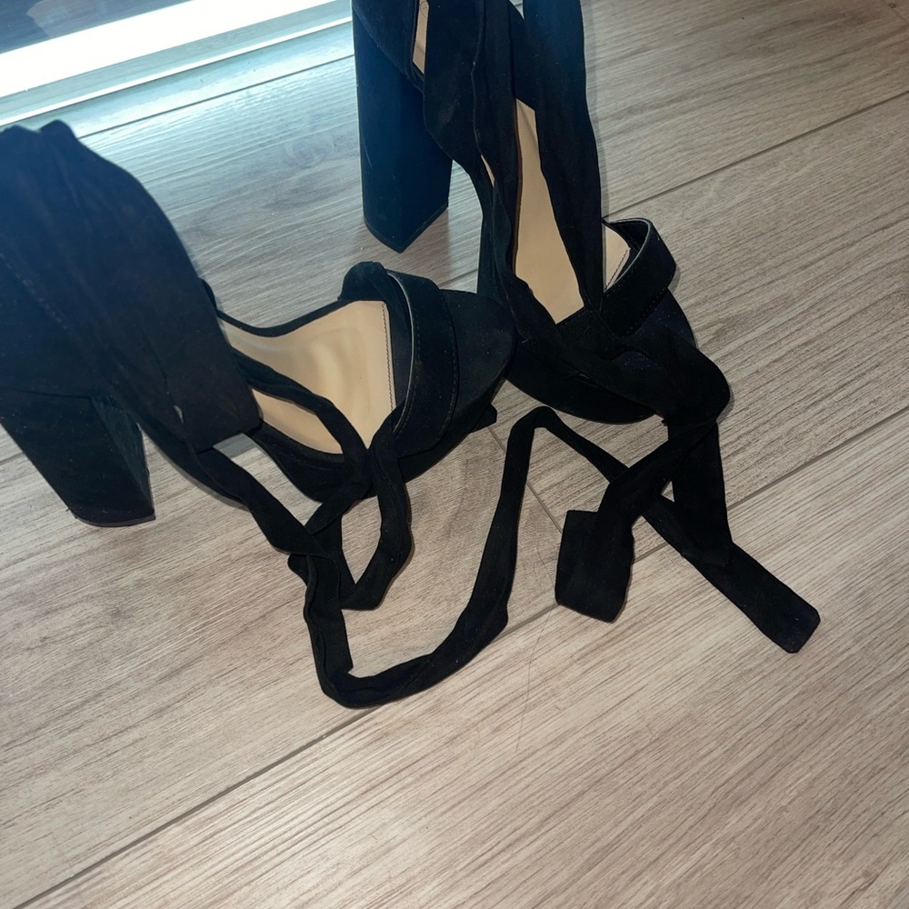 Black Stiletto Heels with Strappy Design